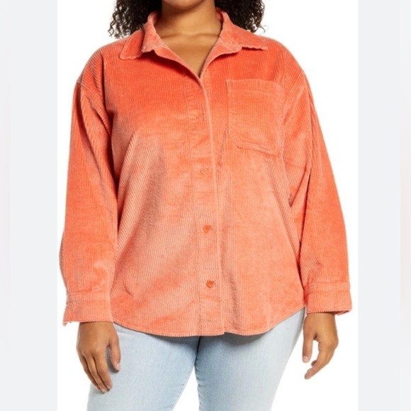 BP Nordstrom Corduroy Shacket Shirt Jacket Coral Apricot Size XL - Picture 1 of 6